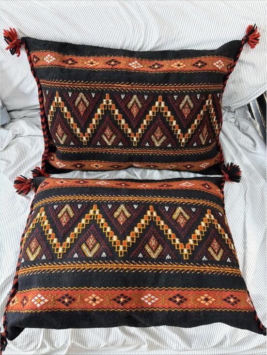 Other - Vtg 20x15” Wool Ethnic Tribal Southwestern Cowboy Kilim Lumbar Throw Pillow Pair